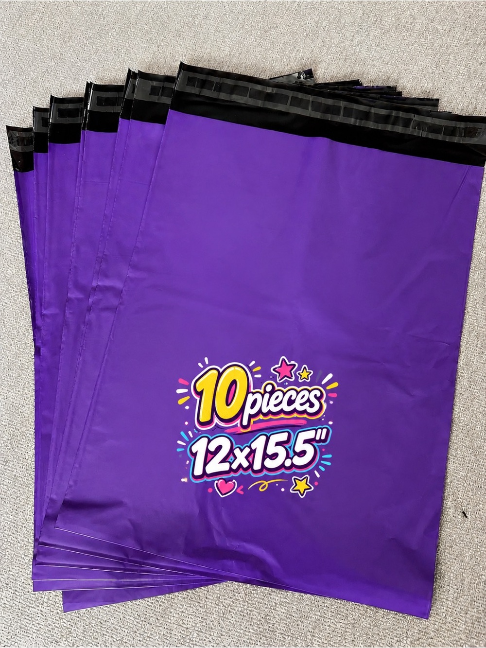 Purple 10-Piece Poly Mailer Bags 12 x 15.5" - Pack of 10